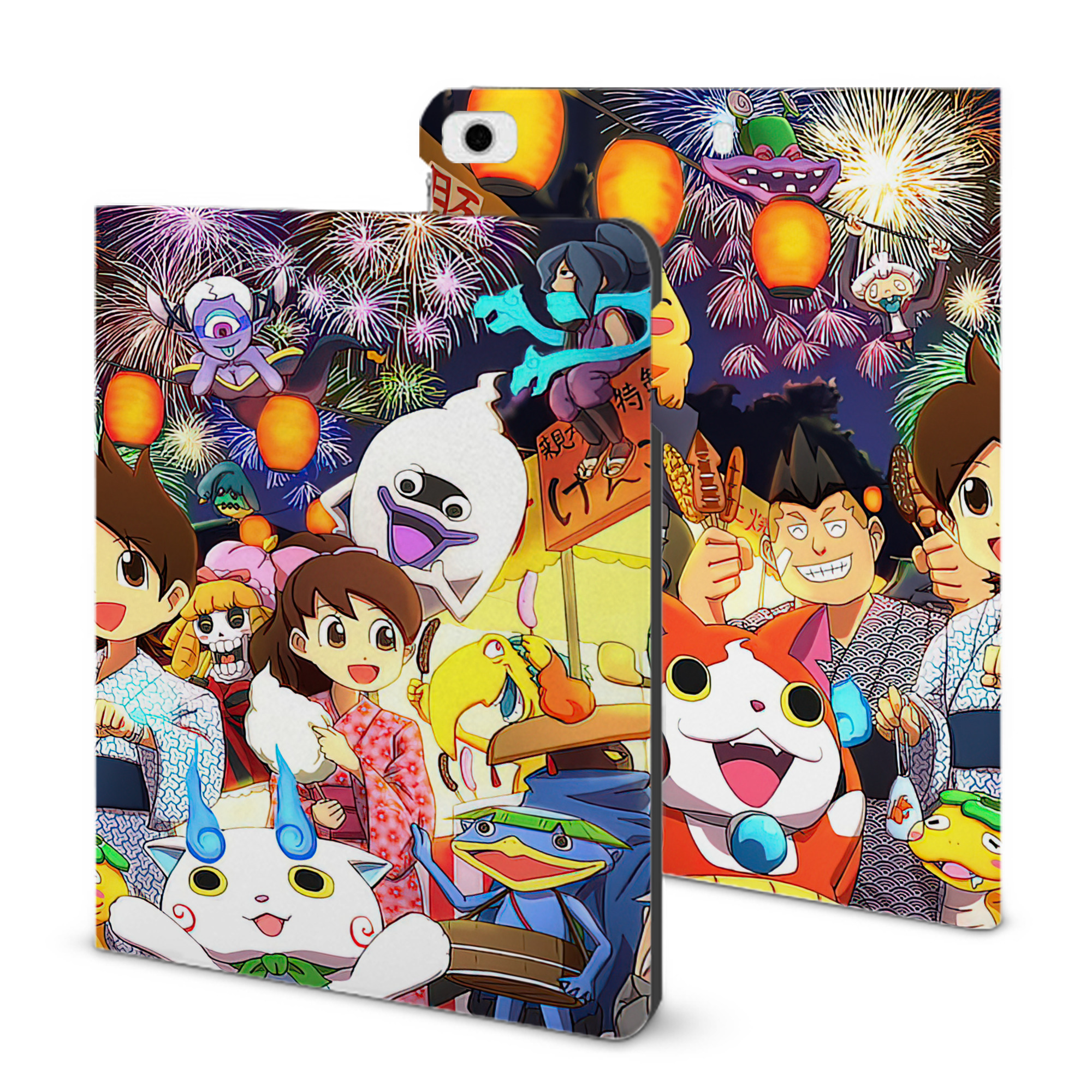 （画像用） 妖怪ウォッチ Yo-kai Watch IPad ケース ブック型 PUレザー TPU 耐衝撃 軽量 薄型 ペン収納なし 全面保護 IPad 各モデル対応